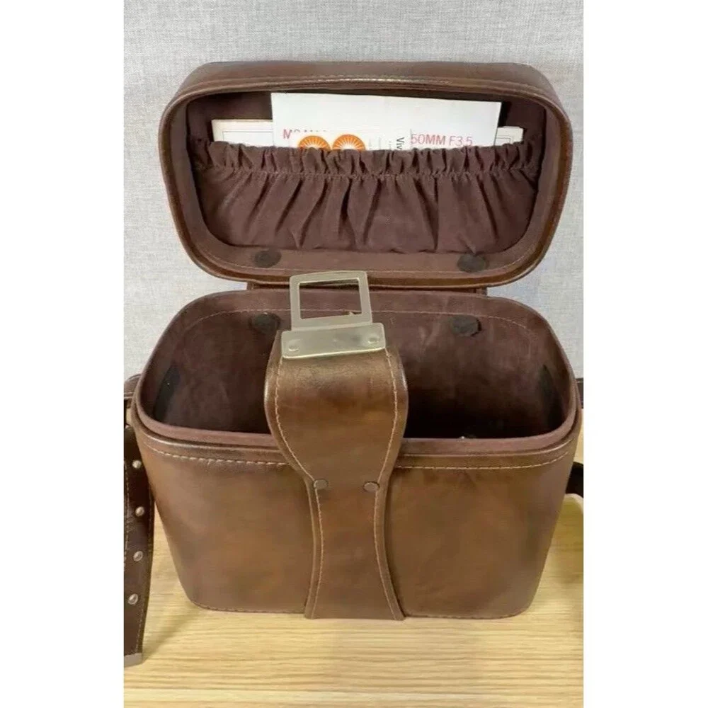Vintage 70s Hard Shell Camera Case Brown Leatherette Made in USA EL-2 Minolta
